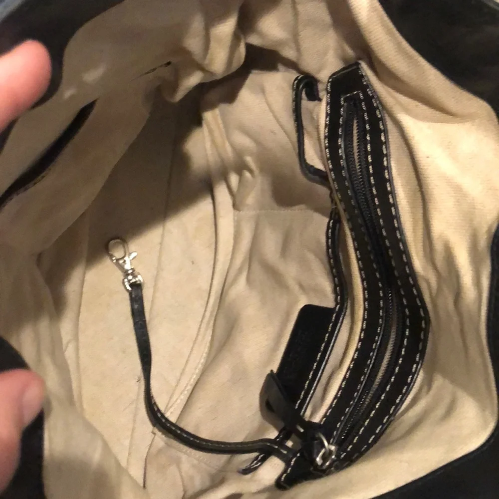 Michael Kors Black Leather Hobo Bag with Contrast Stitching
